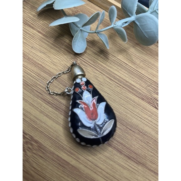 Vintage Enamel Perfume Pendant Jewelry Silver Stamp - Picture 11 of 11